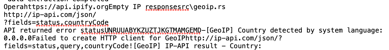 String referencing geolocation based on IP data among others